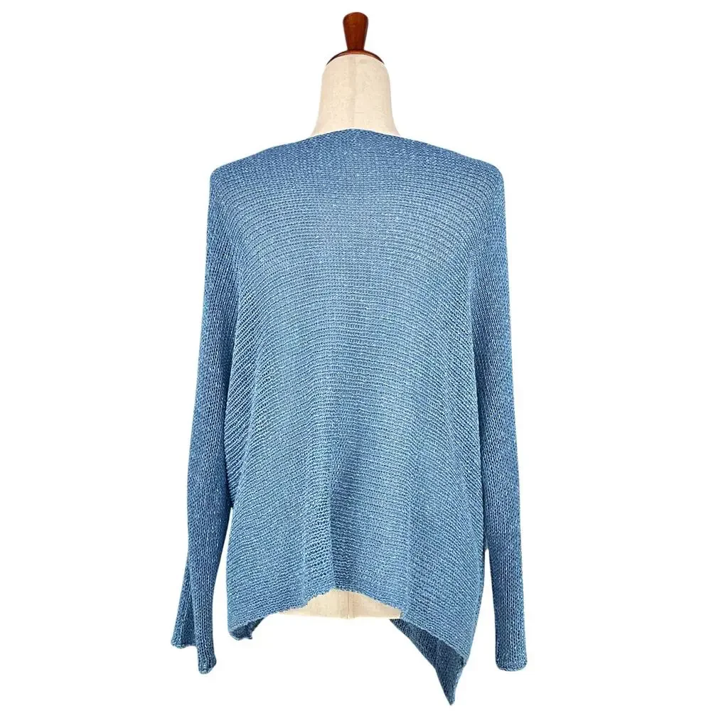 ALEMBIKA Lagenlook Knit Mesh Asymmetric Relaxed Blue Sweater Size S